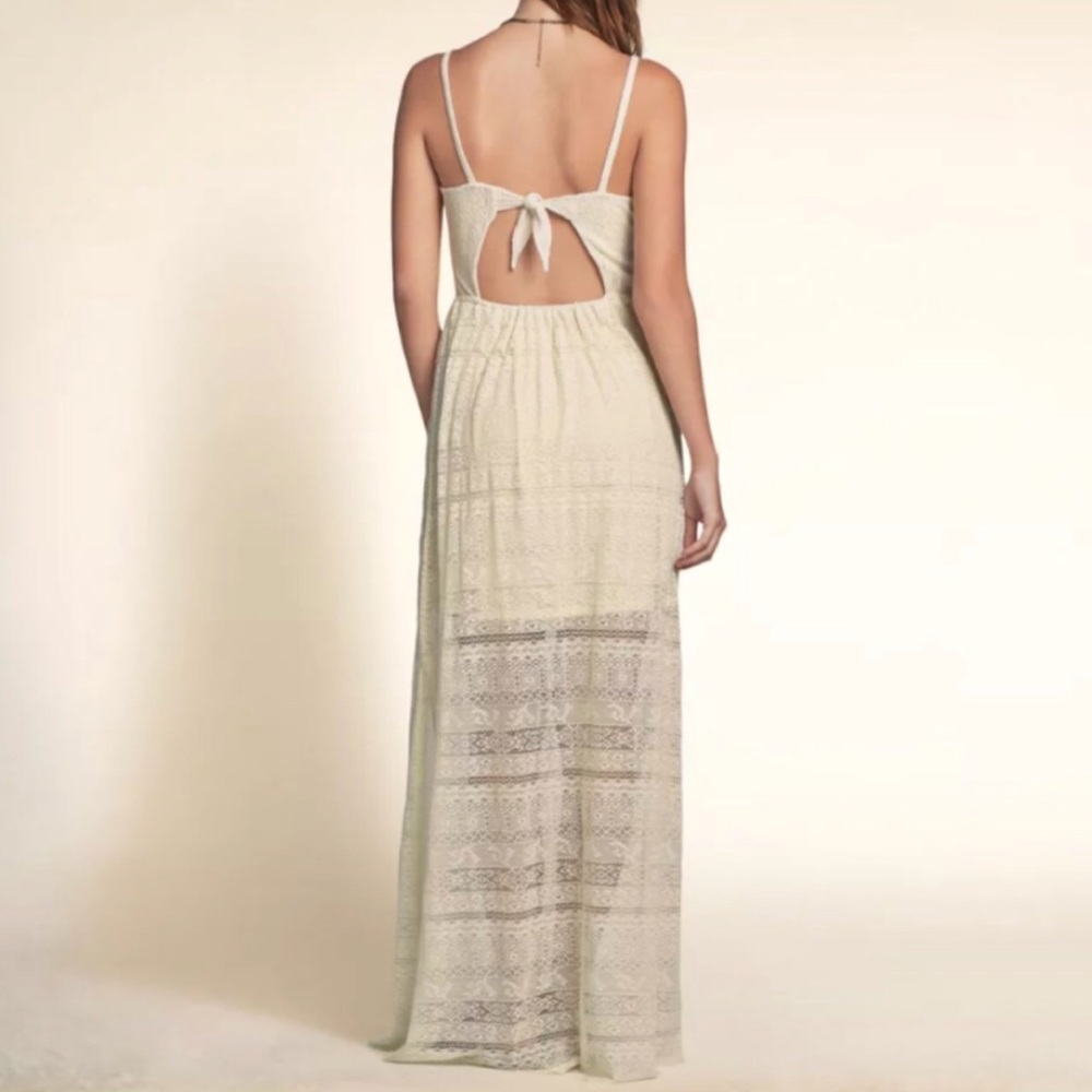 Hollister cream maxi dress lace crochet cutout